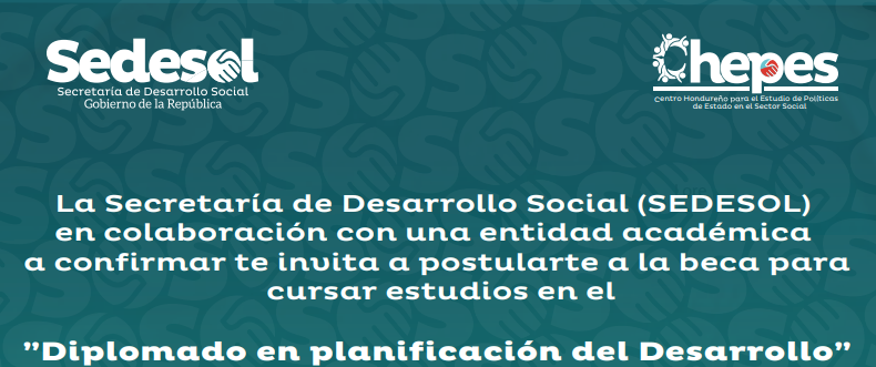 La Secretaría de Desarrollo Social (SEDESOL), en colaboración con una institución académica por confirmar, te invita a postularte para optar a una beca en el Diplomado en Planificación del Desarrollo.